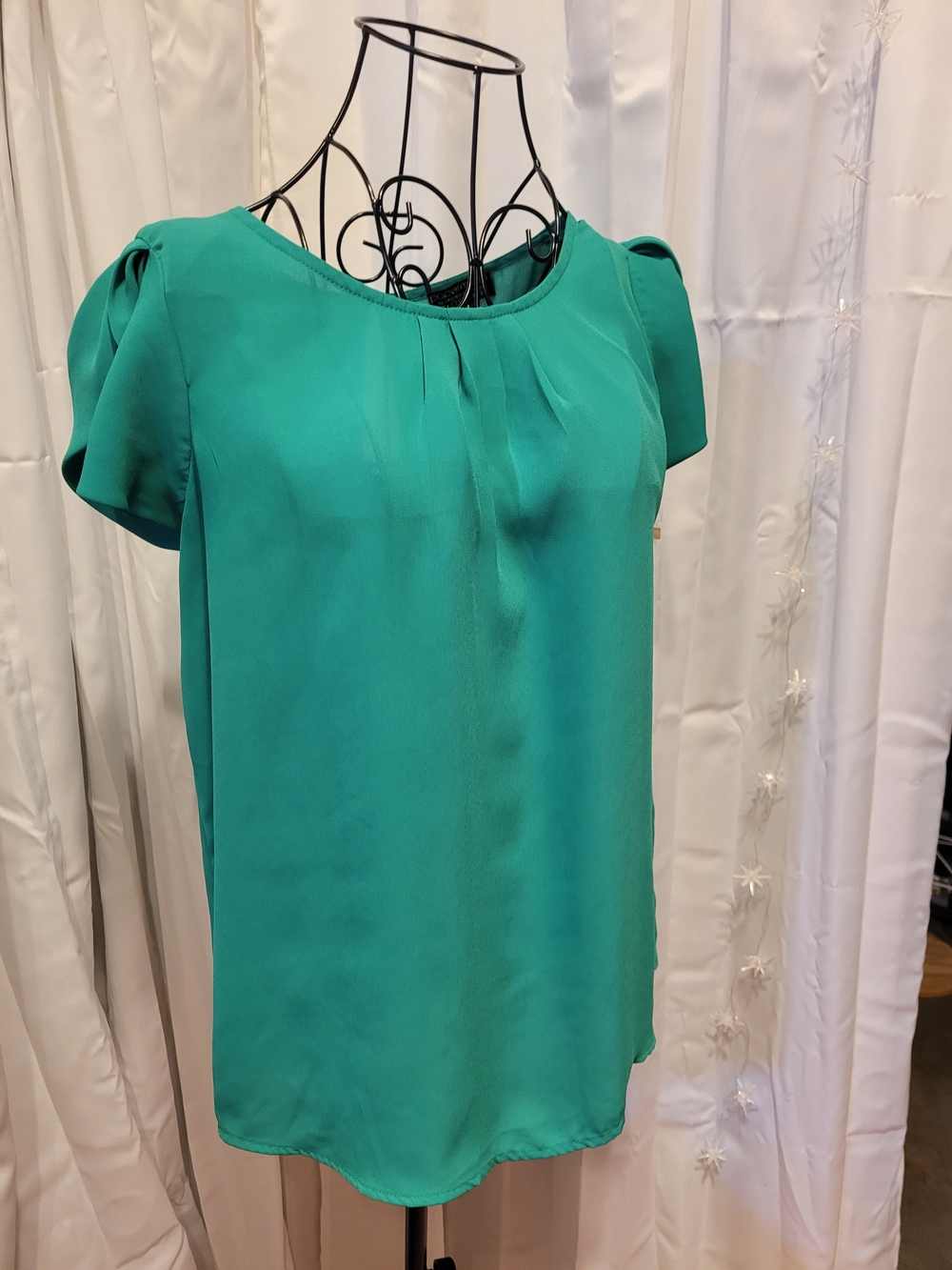 Papermoon Teal Short Sleeve Pleated Front Blouse